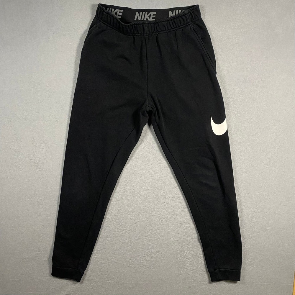 Nike Mens Dri-FIT Tapered Joggers Black Swoosh Sweatpants CU6775-010 Size S